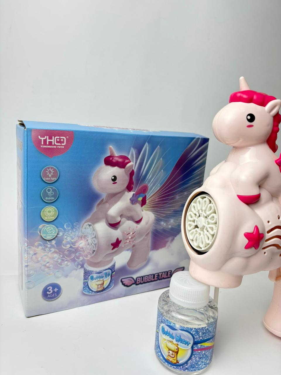 BubbleTale Unicorn Bubble Machine with LED Lights – Automatic Bubble Toy for Kids (3+)