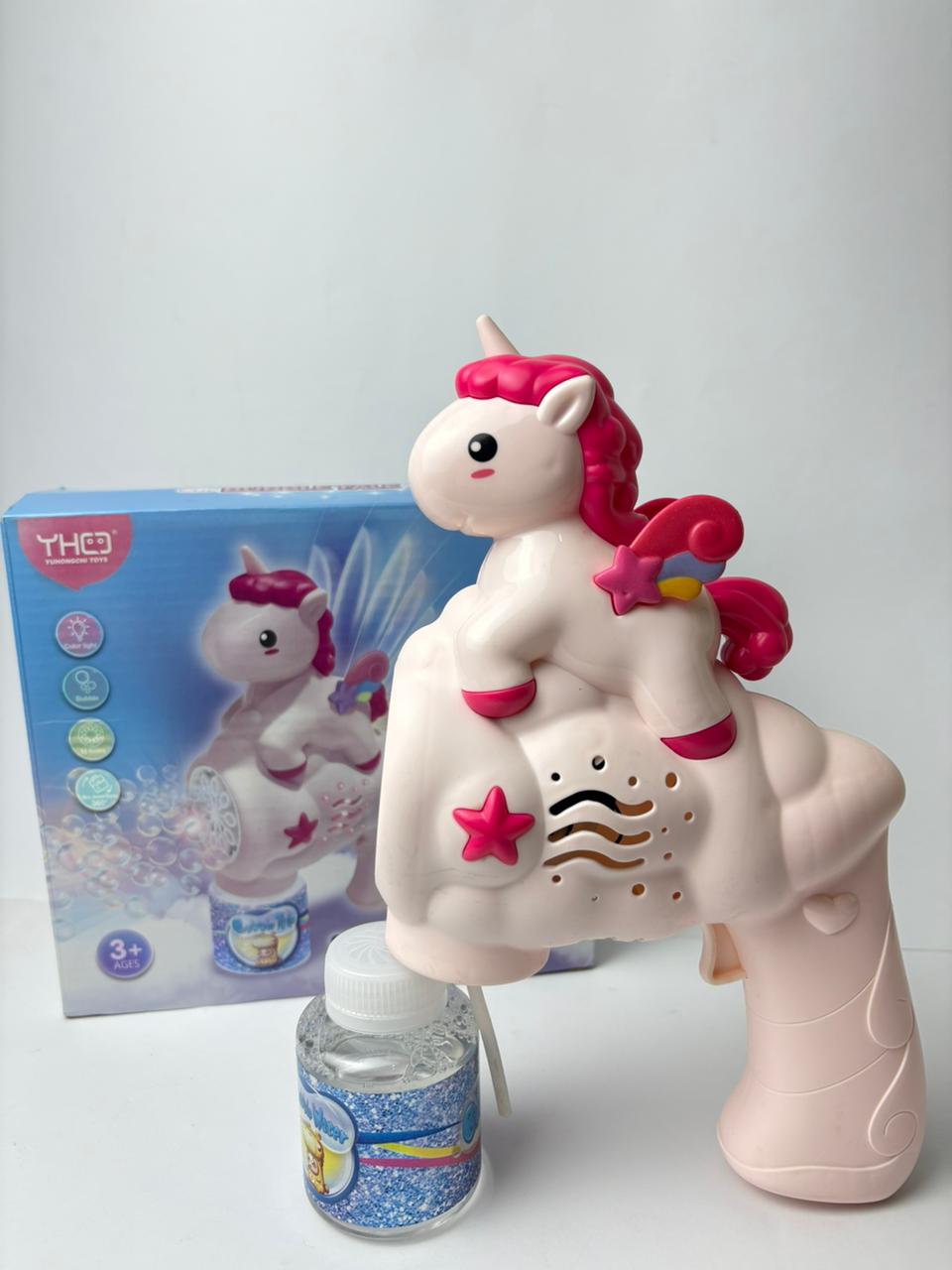 BubbleTale Unicorn Bubble Machine with LED Lights – Automatic Bubble Toy for Kids (3+)