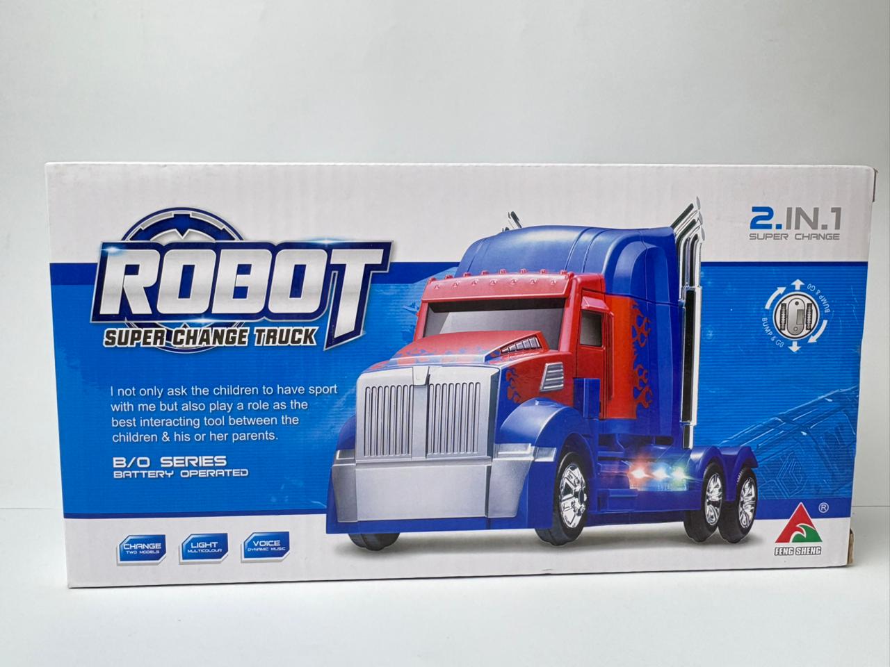Robot Super Change Truck – 2-in-1 Transforming Truck to Robot Toy with Lights & Sound